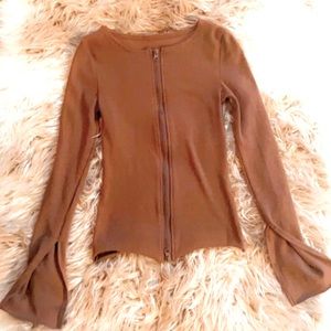 Zip up Ribbed Knit Slim Top NWOT